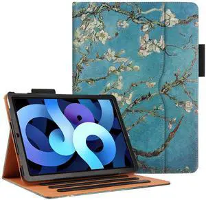 for iPad Air 4 10.9 Inch Case Cover 2020 with Pencil Holder - Multi-Angle Viewing Stand, Hand Strap, Auto Sleep/Wake [Supports Pencil 2nd Gen Charging] for iPad Air 4th Generation( Pear Flower)