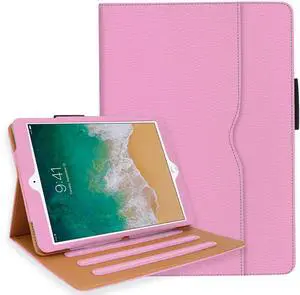 for iPad 6th Generation Cases, iPad Air 2 Case, Air Case with Pencil Holder -9.7 inch 2018 2017 Case - Hand Strap, Auto Sleep Wake, Multi-Angle Stand - A1822 A1823 A1474 A1475(Light Pink)