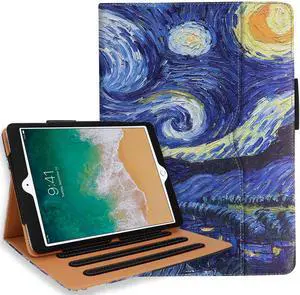 for iPad 9.7 inch 2018 2017 Air2 Air1 Case with Hand Strap - for iPad 5th 6th Generation Case Cover- Multi-Angle Stand, Auto Sleep Wake - A1822 A1823 MR7F2LL/A MR7F2LL/A (Starry Night)