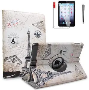 iPad 6th Generation Cases with Bonus Screen Protector and Stylus - iPad 9.7 inch 2018 2017 Air1 Case Cover - 360 Degree Rotating Stand, Auto Sleep Wake, Shockproof - A1822 A1823 A1474 A1475 (Travel)