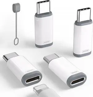 4 Pack Lightning to USB C Adapter for iPhone 15/16/16 Pro Max/Plus Samsung S24 Support Charging & Data Transfer Type C Charger Connector Cable Lightning Female to USB C Male Adapter Not for Audio