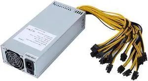 2000w 10x6PIN 2U 180~240v GPU PSU Mining Power Supply Server for Ethereum BTC Mining Machine