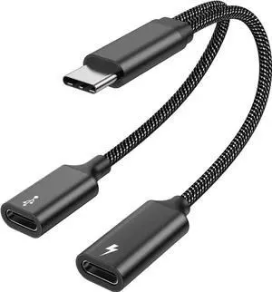 USB C Splitter USB C to USB C Female Adapter USB Y Splitter Cable(NOT for Monitor)USB C Male to 2USB-C Female Cord Double USB C Port Hub USB C Charging Split Adapter for Mac Xbox One PS5 Laptop