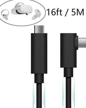 USB C to USB C VR Link Cable 16ft(5m) for Oculus Quest 2 / Quest 1 USB C to C with E-Mark Chip USB 3.2 Gen 1 5Gbps ,High Speed Data Transfer & Fast Charging Compatible with Oculus Quest 2 VR Headset