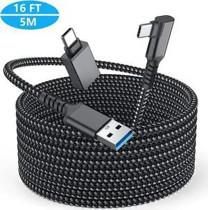 Link Cable Compatible with Meta/Oculus Quest 2 Accessories and PC/Steam VR, High Speed PC Data Transfer/Fast Charge Cord, USB 3.0 Type A to USB Type C Cable for VR Headsets and Gaming PC, 16FT Black