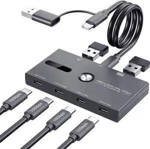 10Gbps USB 3.2 Gen 2 USB C Hub, 6 Ports USB C Splitter, USB C to USB C and USB A Hub for PC, Laptop, Mac-Book Pro/Air, i-Mac, Surface Pro, Chro-m-e-book, Etc (HUB ONLY, Not Support Charging/Monitor)