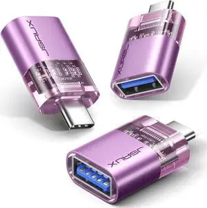 USB C to USB Adapter [3 Pack] USB C Male to USB Female Adapter 3.0 USB to Type C Adapter Compatible with MacBook Pro/Air iPhone 15 Galaxy S24/S23/S22/S21 All USB C Devices-Purple