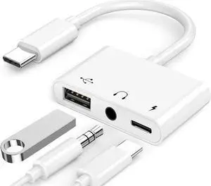 USB C to USB Adapter Headphones 3.5mm 3 in 1 USB-C Fast Charging Adapter Super Speed Data Transfer Charging up to 60W