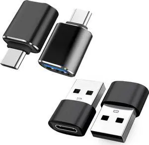 USB C Male to USB Female Adapter(2 Pack)&USB Male to USB C Female Adapter (2 Pack) Supports SuperSpeed Data Transfer & Fast Charging Black