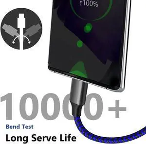 USB C Cable 10ft 3 Pack USB C Charger Cable, USB A to USB C Charging Cable USB Type C Fast Charge Cord Compatible with Samsung Galaxy S20 S10 Note 9, Android Cell Phones and More- Black Blue Red