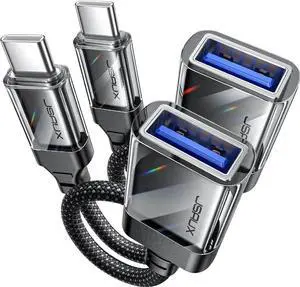 USB to USB C Adapter [2 Pack] USB C to USB 3.0 Adapter USB C OTG Adapter Compatible with MacBook Pro/Air iPhone 15 Pro Max Galaxy S24/S23/S22/S21 and More USB C Devices-Black