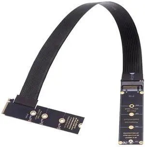 NGFF M-Key NVME Male to Female Extension PCI Express Cable 30cm Right Angled Type 90 Degree PCI-E 4.0 for Mainboard SSD 2230/2242/2260/2280