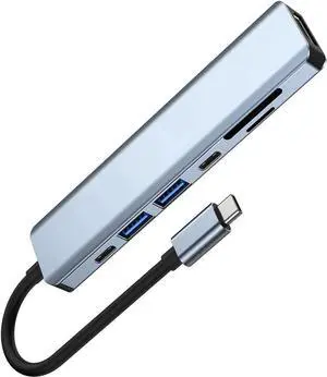 USB C Hub, 7 in 1 USB C Multiport Adapter with 4K HDMI, Type C 87W PD, USB 3.0 5Gbps Data Ports, SD/TF Card Reader for Mac-Book Pro, M-ac-Book Air, D-e-l-l XPS, Le-no-vo Thinkpad, H-P Laptops and More
