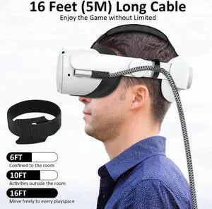 USB C to USB C VR Link Cable, 16FT/5M VR Cable Compatible with Meta Oculus Quest 2/3/Pro Pico, Nylon Braided USB C to C Cord Cable Accessories and Gaming PC Steam VR, Type C Cable, for VR Headset