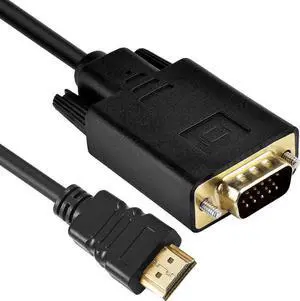 HDMI to VGA Adapter Cable One Way Direction 1080P Gold Plated HDMI Male to VGA Male Active Video Converter Cable Cord 6 Feet 1.8 Meters