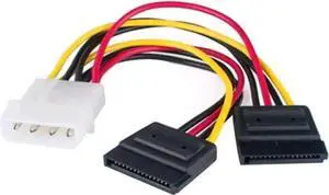 2-Bay 2.5 Inch to 3.5 Inch External HDD SSD Metal Mounting Kit Adapter Bracket with SATA Data Power Cables & Screws (Red Cable Set)