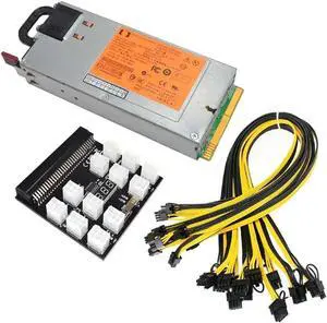 750W GPU Power Supply Server PSU Kit With Breakout Board And 12pcs PCIe 6Pin to 6+2Pin Power Cable DPS-750RB A