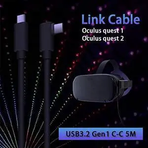 USB C to USB C Cable, VR Link Cable 16ft(5M) for Oculus Quest 2 / Quest 1 USB C to Type C with E-Mark Chip USB3.2 Gen 1 5Gbps ,High Speed Data Transfer & Fast Charging