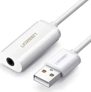 USB Sound Card External Converter USB Audio Adapter with 3.5mm Aux Stereo for Headset, PC, Laptops, Desktops, PS4, Windows, Mac, and Linux White