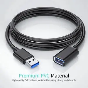[2 PACK] USB 3.0 Extension Cable 10ft/3M, USB A Male to Female Extender Cord, 5Gbps High Data Transfer Compatible for Webcam, Gamepad, USB Keyboard, Flash Drive, Hard Drive, Printer and More