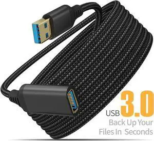 USB 3.0 Extension Cable, 5M/16.4ft USB 3.0 A Male to USB 3.0 A Female Nylon Extension Lead High Speed for Hard Drive, Scanner, Card Reader, Keyboard, Printer, Charging Cables