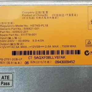 750W for HSTNS-PL18 750W Switching Power Supply 506821-001 511778-001 Mining PSU For G6 G7 G8 Server