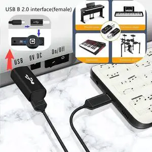 [3 PACK] USB C to B Adapter, USB C Female to MIDI Male Converter, Compatible with MIDI,Printers, Chromebook Pixel, Electric Piano, Synthesizers and Devices /Laptops with Type-c Port., black