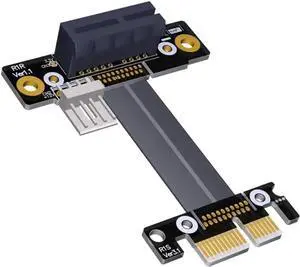 R11S PCIe 3.0 x1 to x1 Extension Cable EMI Shielding 8G/BPS High Speed PCI Express 1x Riser Card Extender Ribbon Cable (25cm,R11SR-WK)