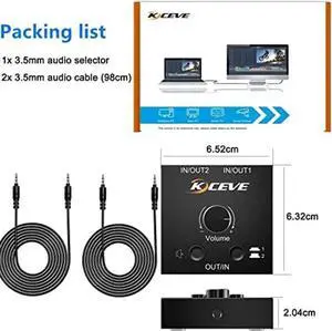 3.5mm Audio Selector, AUX 3.5mm Audio Splitter Headphone Switcher, Speaker Manual Selector for Audio Sharing, 2 in 1 Out