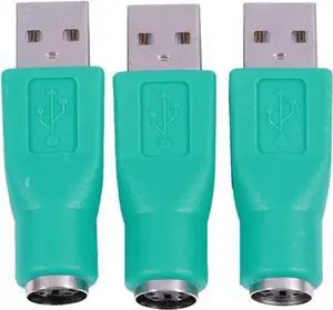 3 Pack USB to PS2 Adapter Older Keyboard and Mouse PS/2 6Pin Jack Connector to Computer USB 4Pin Type A Port Plug Converter for Desktop PC Laptop Notebook Without PS-2 Interface