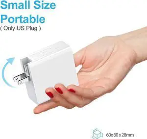 USB C Charger, 65W PD QC3.0 Charger Fast Charger with Foldable Plug, Ultra-Compact USB C Wall Charger Compatible with iPhone 11 Pro Max, AirPods Pro, Google Pixel 3 XL, LG G5, Huawei, Samsung - White