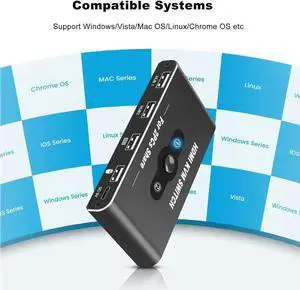 2 Port HDMI KVM Switch 1 Monitors 2 Computers, USB HDMI KVM Switches for 2 Computers Share 4 USB Device and 1 Monitor, USB Switch 2 Computers Support 4K@60Hz, HDMI Switch Keyboard Mouse Switch