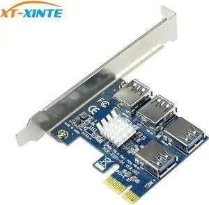 PCIe 1 to 4 PCI-express 16X slots Riser Card PCI-E 1X to External 4 PCI-e USB 3.0 Adapter Multiplier Card for Bitcoin Miner