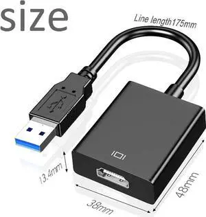 USB to HDMI Adapter USB 3.0/2.0 to HDMI Cable Multi-Display Video Converter- PC Laptop Windows 7 8 10 Desktop Laptop PC Monitor Projector HDTV.[Not Support Chromebook]