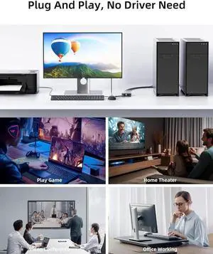 8K@60Hz HDMI 2.1 USB KVM Switch 1 Monitors 2 Computers, 4K@120Hz USB switcher HDMI KVM Switch 2 in 1 Out with Remote and 4 USB 2.0 Port, 2 USB Cables and 1 Desktop Controller for Work or Entertainment