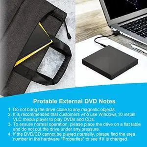 External CD DVD Optical Drive, USB 2.0 Slim Protable External CD-RW Drive DVD-RW Burner Writer Player for Laptop Notebook PC Desktop Computer (Black, USB 2.0)