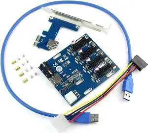 PCIe 1 to 4 PCI Express 1X Slots Riser Card Mini ITX to External 4 PCI-e Slot Adapter PCIe Port Multiplier Card