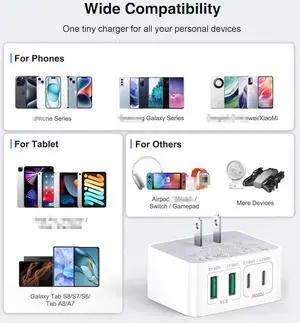 AUTYUE [2-Pack] USB C Charger Block Thin Flat 40W 4-Port Wall Charger, Type C Fast Charger Cube, PD & QC Wall Plug Power Adapter Compatible for i-P-hone 15/15 Pro/15 Pro, Android Smartphones