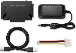 USB 3.0 to SATA/IDE Adapter with Universal 2.5"/3.5" Hard Drive Disk Converter for HDD/SSD & IDE HDD, Support 6TB and One-Touch Backup, Include 12V 2A Power Adapter USB 3.0 Cable for Laptop