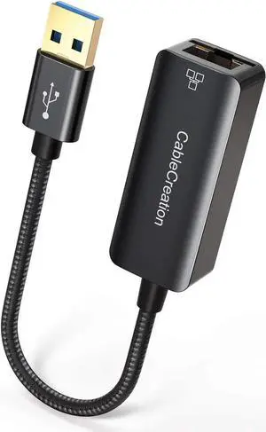 USB to Ethernet Adapter, CableCreation USB 3.0 to 10/100/1000 Mbps Aluminum RJ45 LAN Network Adapter, Compatible with MacBook, Surface Pro, Laptop, PC, Windows, macOS and More