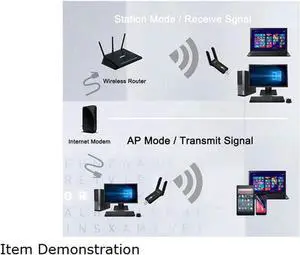 USB WiFi Adapter for PC 1200Mbps Wireless Network Adapter WiFi Dongle Stick for Desktop Dual Band 2.4GHz/300Mbps 5.8GHz/867Mbps USB 3.0 Compatible with Win XP/7/8/10/vista, Mac 10.6-10.15, Linux