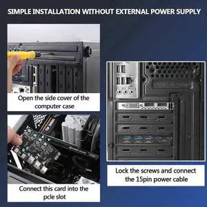 USB 3.0 PCI-e Expansion Card 5-Port(2X USB C - 3X USB A), PCI-e x1 to USB 3.0 HUB Adapter 5Gbps