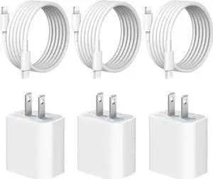 [3 Pack] iPhone 14 13 12 11 Charger 20W USB-C Charger Blocks and 6Ft iPhone Charger Cable Compatible with iPhone 14/13/12/11/Xs/8