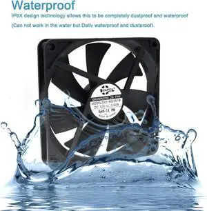 140mm 14cm Computer Case Cooling Fan PC Waterproof Dustproof,2900RPM 140X140X25mm Dual Ball 12V,High Speed IP68 Cooler SXDOOL SXD14025M1B