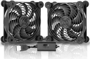 SXOOL Quiet Dual 120mm USB Fan with Speed Controller,for Receiver DVR Playstation Xbox Computer Cabinet Cooling With suction cup Fixed non-slip cooler