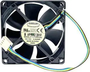 80mm 8cm 8025 PWM Computer PC CPU Cooling Fan,Everflow F128025SU (48) 80X80X25mm DC12V 0.40A 4400RPM High Speed Cooler