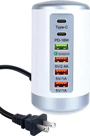 USB C Charging Station with 6 Ports, 65W PD & QC Multiport USB Desktop Charger Fast Charging Hub for iPhone 13/13pro Max 12/12 Mini/12Pro/12 Pro Max/11/11 Pro iPad AirPod,Tablets, Smartphones