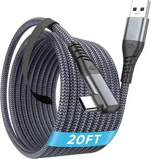 VR Link Cable 20FT/6M Compatible with Me-ta/Ocu-lus Quest 3/2/Pico 4 Accessories and PC/Steam VR, 5Gbps High-Speed PC Data Transfer, USB 3.0 to Type C Cable for VR Headset, Gaming PC, Quest 3/2/1