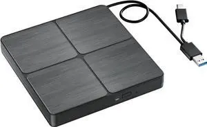 DVD Player Portable CD Player for Laptop, External CD DVD Drive, USB 3.0 & Type C Optical DVD Drive DVD Burner CD ROM External CD/DVD Drive for PC for Desktop PC Laptop Windows Linux MacOS