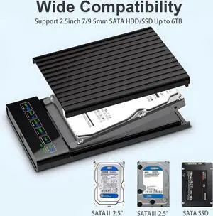 2.5 Inch SATA to USB 3.0/3.1/3.2 Type C External Hard Drive Enclosure with LCD Display Screen for 7mm/9.5mm 2.5'' SATA HDD/SSD CASE with UASP Tool-Free Compatible with Windows, LINUX, MacOS